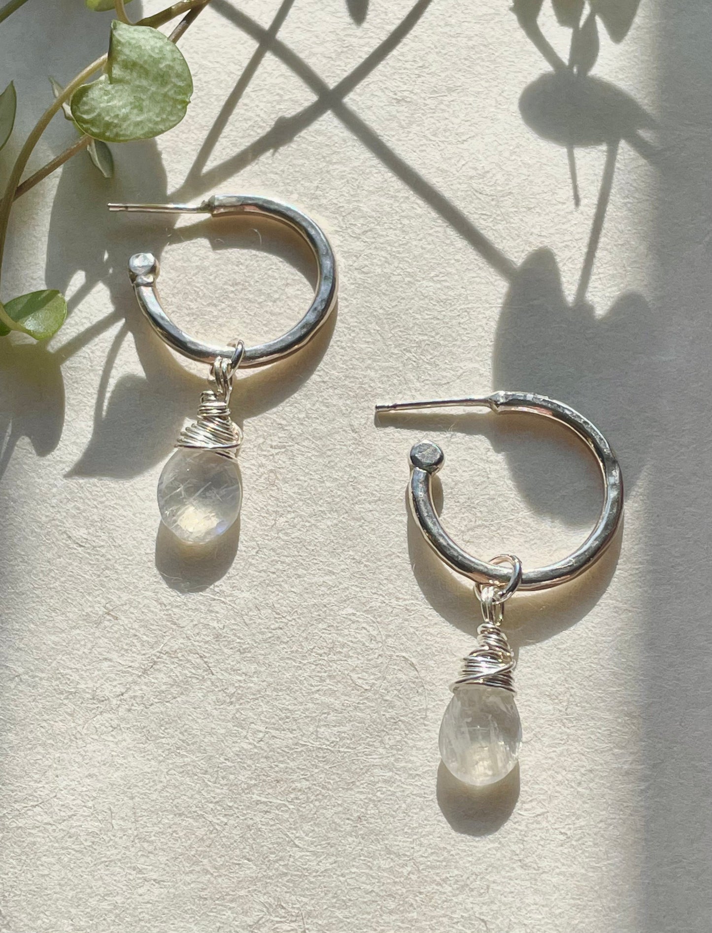 Moonstone Briolette Hoops