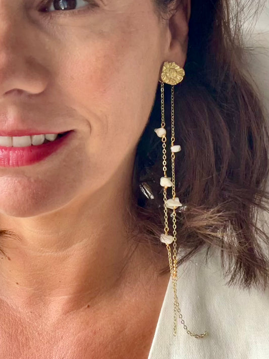 Daisy Pearl- Bead Dangle Earrings
