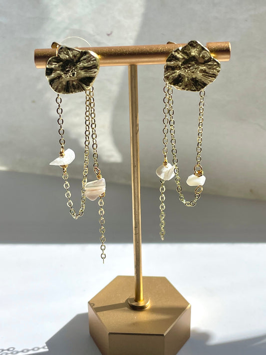 Daisy Pearl-Bead Dangle Earrings (2)