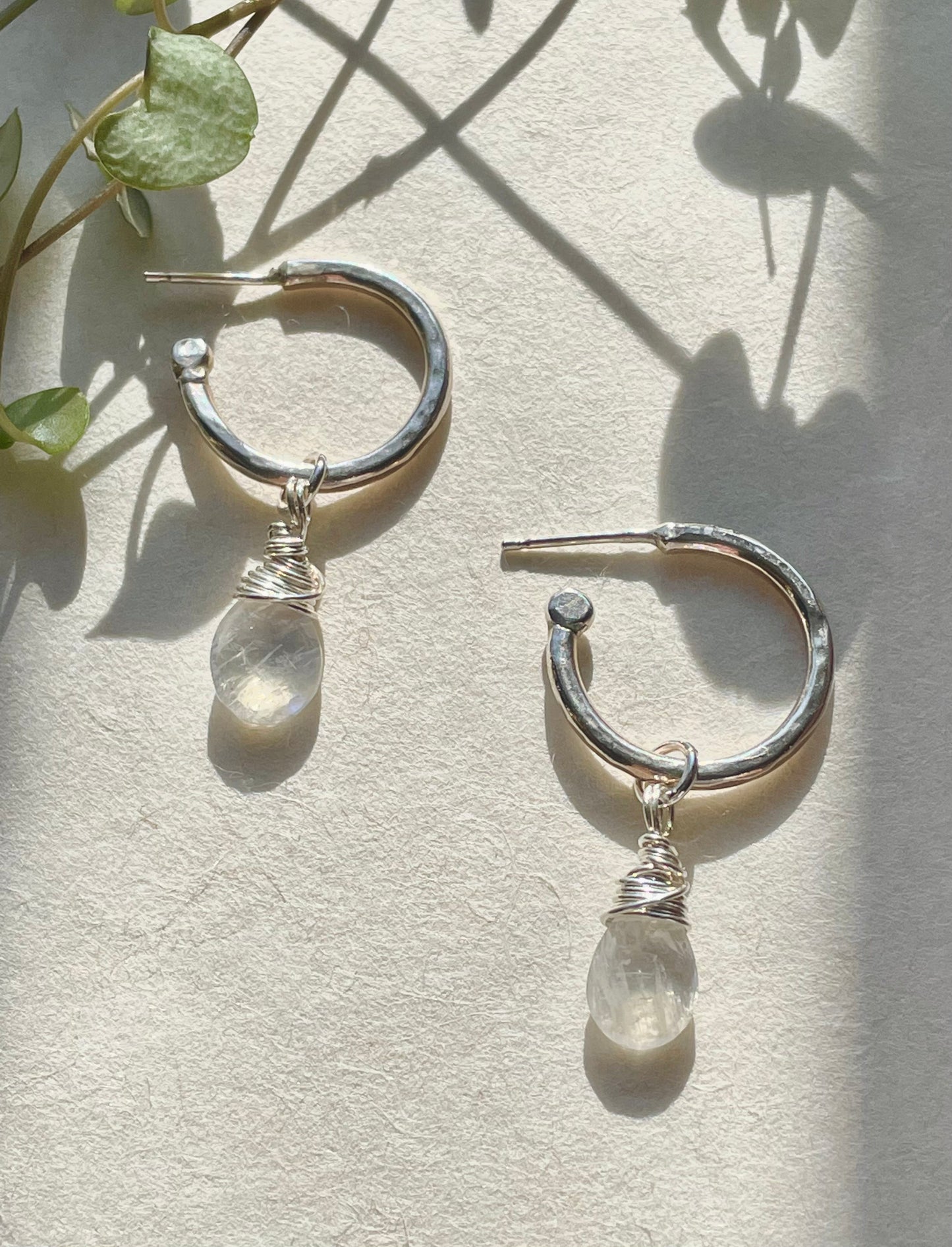 Moonstone Briolette Hoops